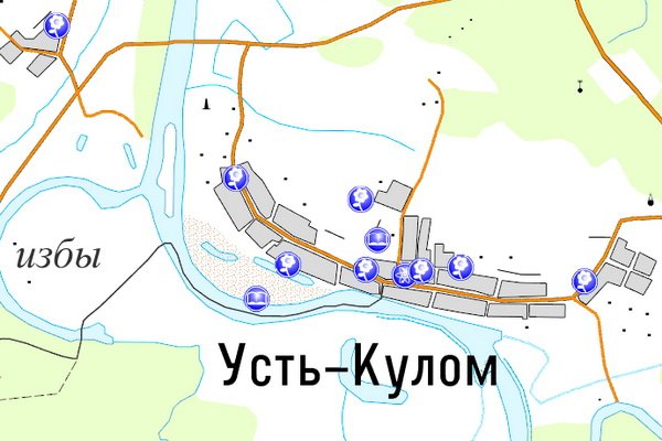 Карта усть кулом с улицами и домами подробно