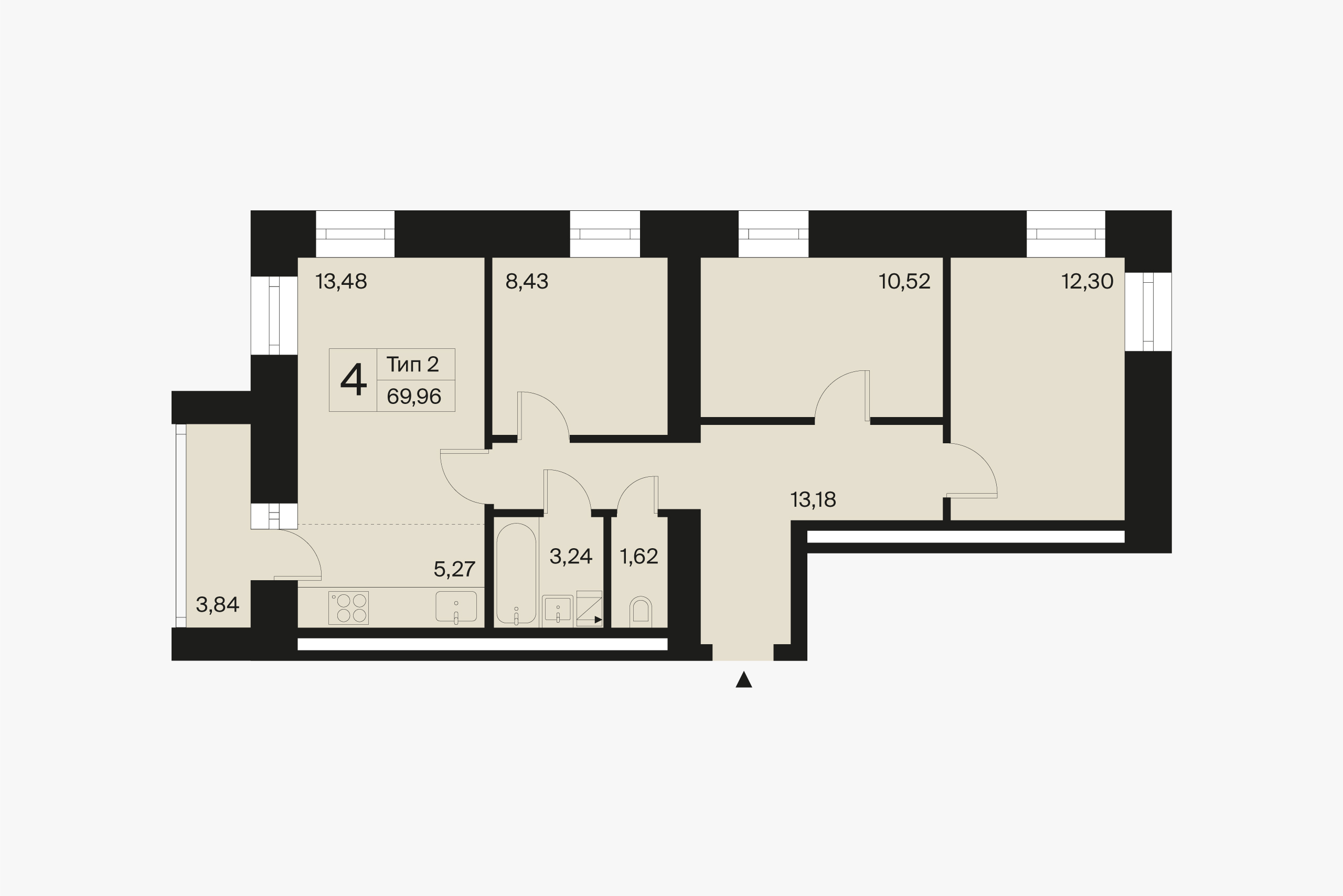 Пример планировки четырехкомнатной квартиры