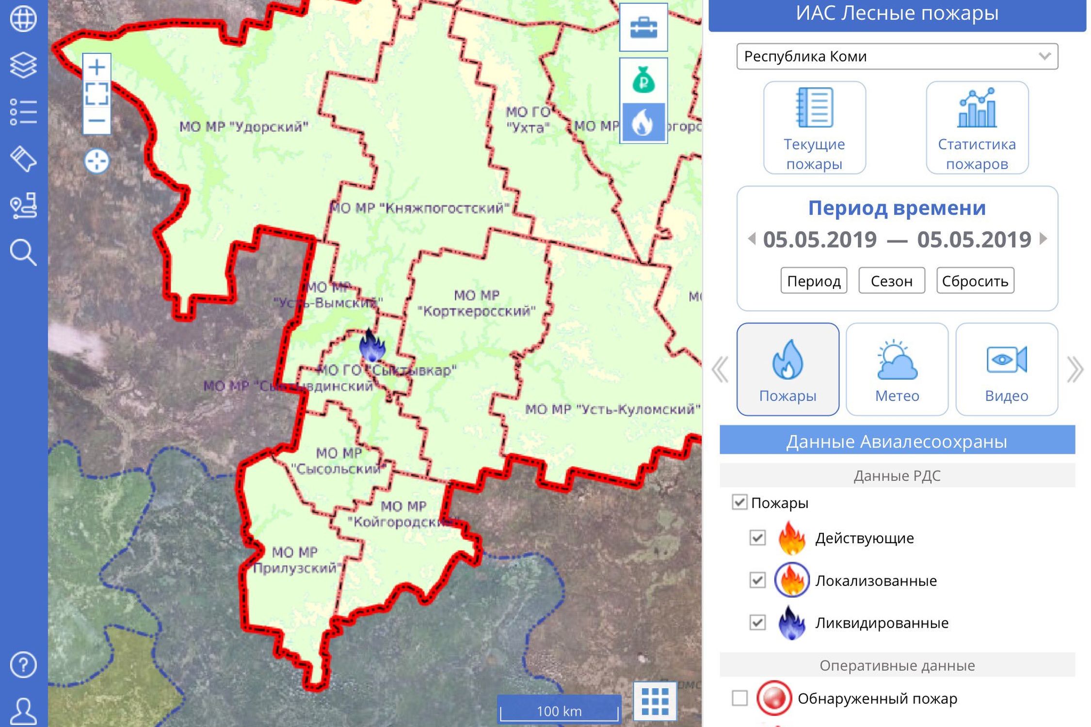 Карта пожаров коми онлайн